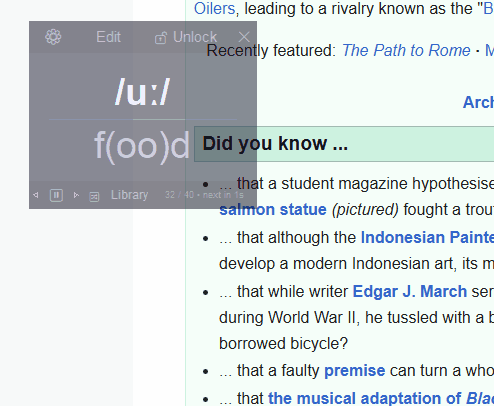 HoverDesk overlay running above Wikipedia